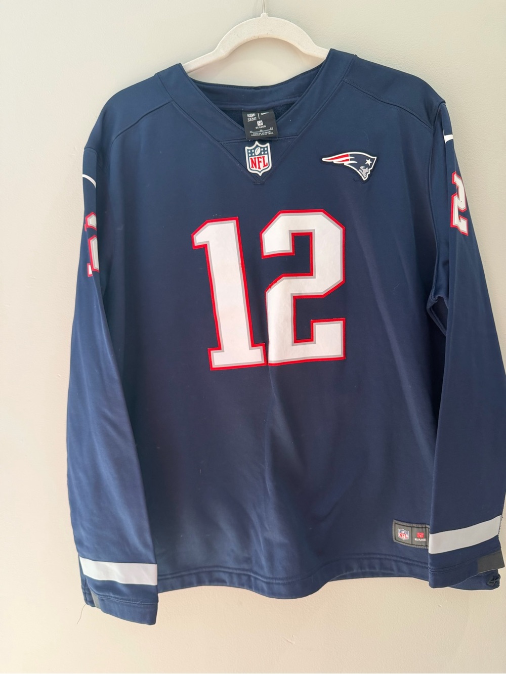 NFL New England Patriots Navy Long Sleeve Jersey #12